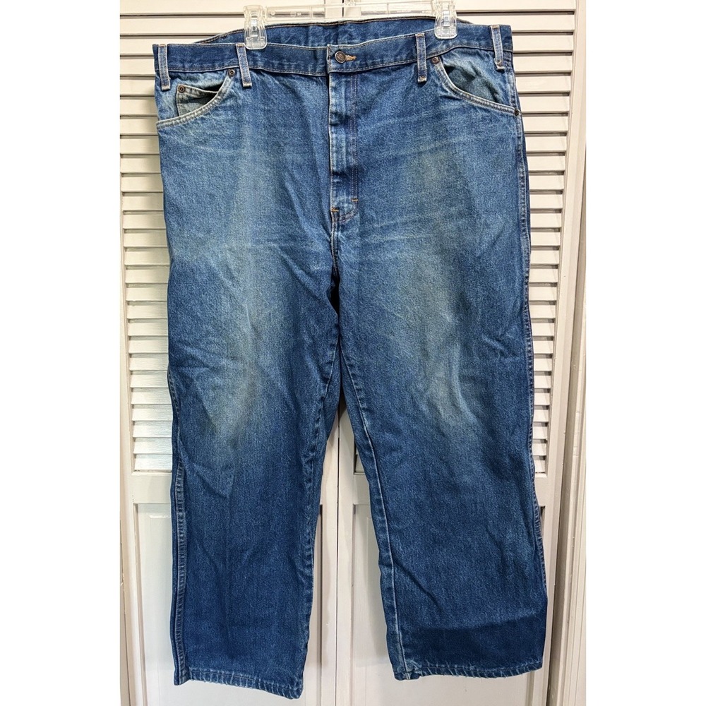 Dickies  Straight Relaxed Denim Jeans Size 42 Mid Rise Zip Pocket Logo Work